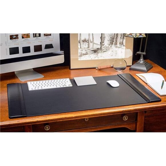 Pad with Side Rails Luxury Leather Blotter for Writing-Executive Desk Surface - Picture 1 of 6